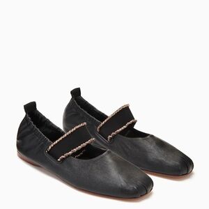 (NWT) ULLA JOHNSON Eliza Elastic Ballet Flat – Noir Size 5